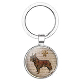 Dog Keychain Cute Dog Dachshund, German Hound Picture Glass Cabochon Double Side Keychain Accessories Handmade Gift