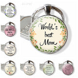 Worlds Best Mom Keychain Mother's Day Gifts Letters Glass Cabochon Metal Keychain Keyring Charistmas Gift for Mom Bonus Mom