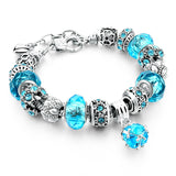 Blue Crystal Charm Bracelets for Women DIY Glass Beads Bracelets Bangles designs Jewelry Bracelet