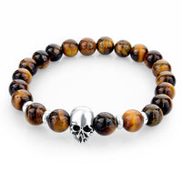 Beads Lava Skull Bracelets for Women Tiger Eye Natural Stones Men Healing Bracelets Bangles