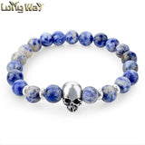 Beads Lava Skull Bracelets for Women Tiger Eye Natural Stones Men Healing Bracelets Bangles