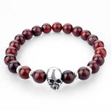 Beads Lava Skull Bracelets for Women Tiger Eye Natural Stones Men Healing Bracelets Bangles