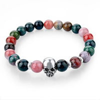 Beads Lava Skull Bracelets for Women Tiger Eye Natural Stones Men Healing Bracelets Bangles