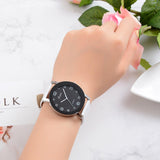 Watch Women Leather Black Quartz Wrist Watches Ladies Clock