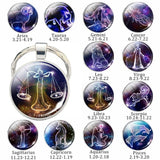 Zodiac Keychain 12 Zodiac Signs Constellations Glass Cabochon Keychain Zodiac Jewelry Birthday Gifts to Best Friends Men Women