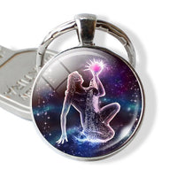 Zodiac Keychain 12 Zodiac Signs Constellations Glass Cabochon Keychain Zodiac Jewelry Birthday Gifts to Best Friends Men Women