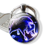 Zodiac Keychain 12 Zodiac Signs Constellations Glass Cabochon Keychain Zodiac Jewelry Birthday Gifts to Best Friends Men Women