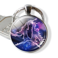 Zodiac Keychain 12 Zodiac Signs Constellations Glass Cabochon Keychain Zodiac Jewelry Birthday Gifts to Best Friends Men Women