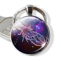 Zodiac Keychain 12 Zodiac Signs Constellations Glass Cabochon Keychain Zodiac Jewelry Birthday Gifts to Best Friends Men Women