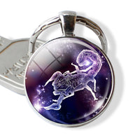 Zodiac Keychain 12 Zodiac Signs Constellations Glass Cabochon Keychain Zodiac Jewelry Birthday Gifts to Best Friends Men Women