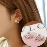 Imitation Pearl Heart Crystal Flower Leaf Angel Wings Geometry Stud Earrings for Women Statement Ear