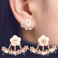 Imitation Pearl Heart Crystal Flower Leaf Angel Wings Geometry Stud Earrings for Women Statement Ear