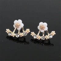 Imitation Pearl Heart Crystal Flower Leaf Angel Wings Geometry Stud Earrings for Women Statement Ear