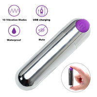 Mini Bullet Vibrator G-spot Massager Waterproof USB Rechargeable Vibrators 10 Speed Strong Vibration for Women