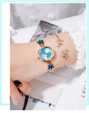 Dress Quartz Watches for Women Rose Starry Star Design Creative Ladies Clock