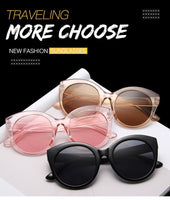 Round Cat Eye Sunglasses Women Candy Color Brown Female Sun Glasses Lady