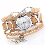 Watches for Women Silver Heart Pendant Leather Belt Quartz Clock Ladies Wrist Watch