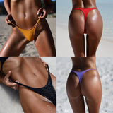 G-String Bikini Swimwear Women Fashion Sexy Tong Bikini Solid Colors Triangle Bikini Thong Panties Swimsuit Bikinis