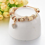 Gold Heart Love Charm Bracelets Bangles for Women Stainless Steel Bracelet Handmade Jewelry Crystal Bracelet