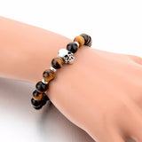 Beads Lava Skull Bracelets for Women Tiger Eye Natural Stones Men Healing Bracelets Bangles