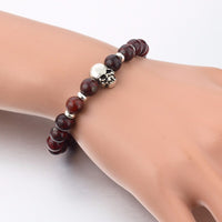 Beads Lava Skull Bracelets for Women Tiger Eye Natural Stones Men Healing Bracelets Bangles