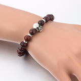 Beads Lava Skull Bracelets for Women Tiger Eye Natural Stones Men Healing Bracelets Bangles