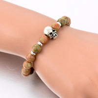 Beads Lava Skull Bracelets for Women Tiger Eye Natural Stones Men Healing Bracelets Bangles