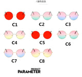Burst Metal Circular Sunglasses Women Retro Marine Lenses Red Personality Prince Mirror UV400 Oculos