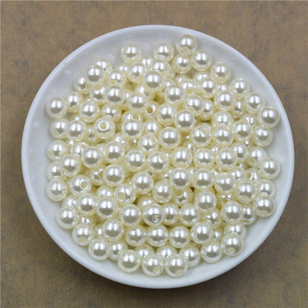 100pcs/bag With Hole ABS Imitation Pearl Beads 4/6/8/10/12MM Round Plastic Acrylic Spacer Bead for DIY Jewelry Making Findings