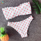 Cute G String Swimsuit Swimwear Polka Dot Thong Bikini Sexy Bandeau Set Push Up Beach Bathing