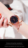 Watches for Women Rose Gold Mesh Magnet Buckle Starry Quartz Watch Geometric Surface Casual Women Quartz Wristwatch