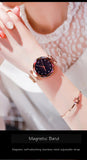 Watches for Women Rose Gold Mesh Magnet Buckle Starry Quartz Watch Geometric Surface Casual Women Quartz Wristwatch