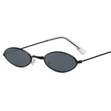 Small Frame Oval Women Sunglasses Mirror Glasses Alloy Ocean Lens