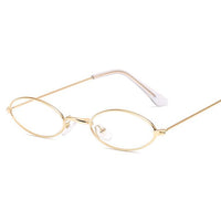 Small Frame Oval Women Sunglasses Mirror Glasses Alloy Ocean Lens