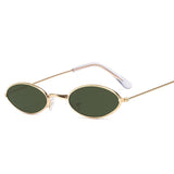 Small Frame Oval Women Sunglasses Mirror Glasses Alloy Ocean Lens