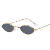 Small Frame Oval Women Sunglasses Mirror Glasses Alloy Ocean Lens