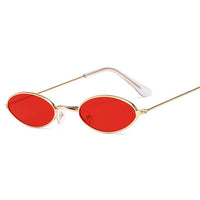 Small Frame Oval Women Sunglasses Mirror Glasses Alloy Ocean Lens