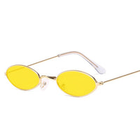 Small Frame Oval Women Sunglasses Mirror Glasses Alloy Ocean Lens