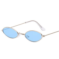 Small Frame Oval Women Sunglasses Mirror Glasses Alloy Ocean Lens