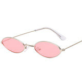 Small Frame Oval Women Sunglasses Mirror Glasses Alloy Ocean Lens