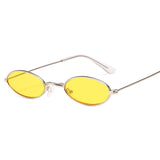 Small Frame Oval Women Sunglasses Mirror Glasses Alloy Ocean Lens