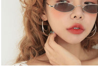 Small Frame Oval Women Sunglasses Mirror Glasses Alloy Ocean Lens