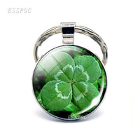 Four-leaf Clover Keychain Clover Glass Cabochon Metal Keyring Lucky Lucky Gift for Friends