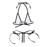 Micro Bikini Swimsuit Women Bikinis Wild Style Mini Bikini Set Halter Neck Self-tie Bra Top with G-String Thong Swimwear