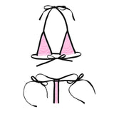 Micro Bikini Swimsuit Women Bikinis Wild Style Mini Bikini Set Halter Neck Self-tie Bra Top with G-String Thong Swimwear