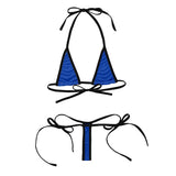 Micro Bikini Swimsuit Women Bikinis Wild Style Mini Bikini Set Halter Neck Self-tie Bra Top with G-String Thong Swimwear