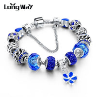 Silver Charms Bracelets Bangles Christmas Gift for Women With Crystal Beads DIY Jewelry Bracelets