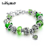 Silver Charms Bracelets Bangles Christmas Gift for Women With Crystal Beads DIY Jewelry Bracelets