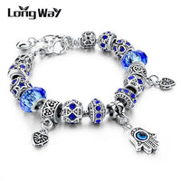 Silver Charms Bracelets Bangles Christmas Gift for Women With Crystal Beads DIY Jewelry Bracelets