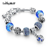 Silver Charms Bracelets Bangles Christmas Gift for Women With Crystal Beads DIY Jewelry Bracelets